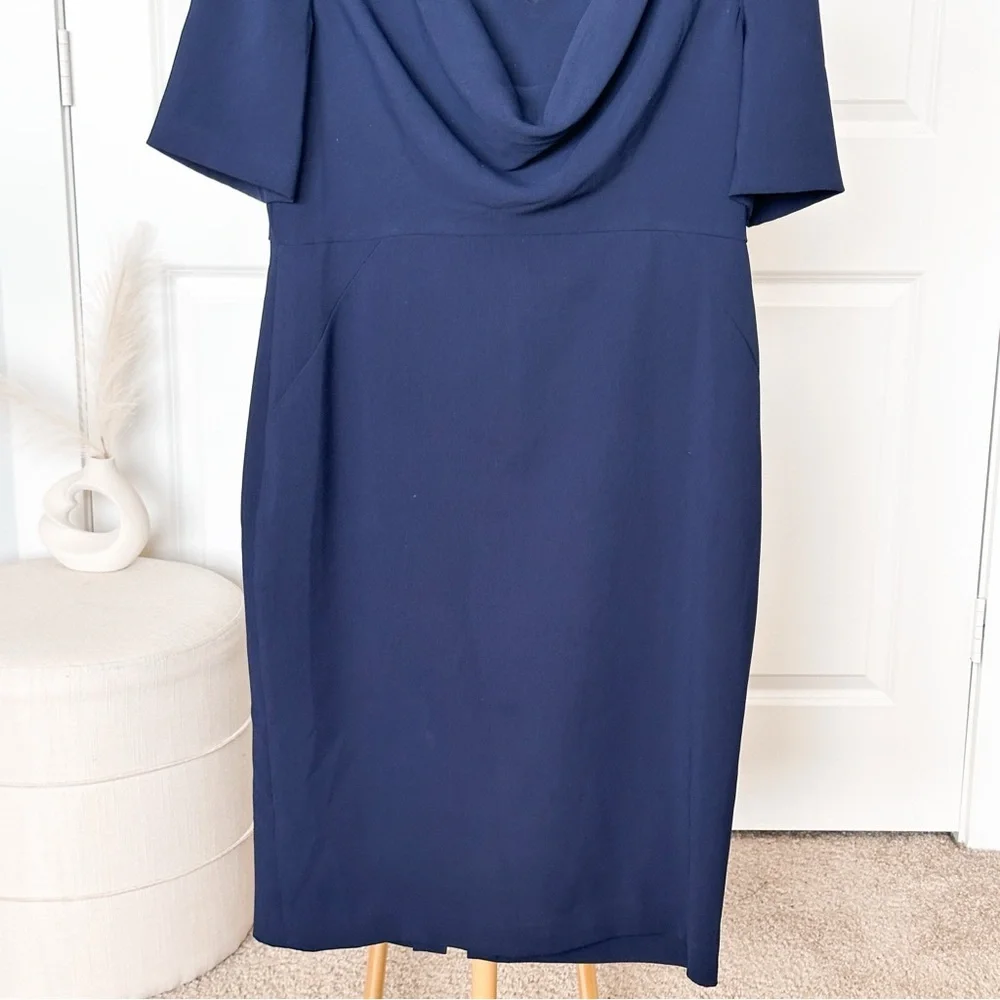 Anne Klein Blue Sheath Dress with Cowl neck - Picture 5 of 8